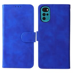 SKALO Motorola Moto G22 Matt PU Nahka lompakkokotelo - Sininen