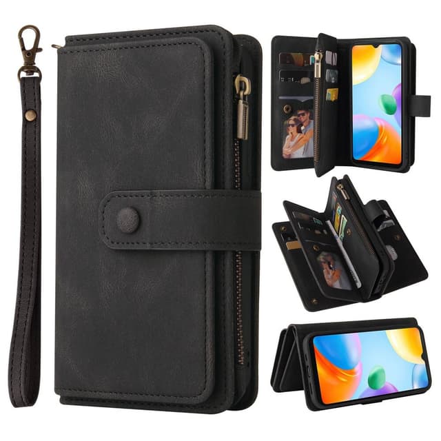 SKALO Xiaomi Redmi 10C Big Wallet 17-FACK Plånboksfodral - Svart
