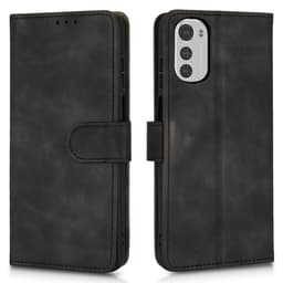 SKALO Motorola Moto E32/E32s Matt PU-Läder Plånboksfodral - Svart