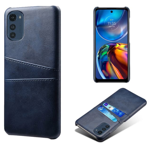 SKALO Motorola Moto E32/E32s PU-Läder Korthållare Skal - Blå