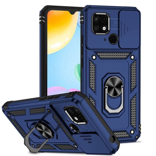 SKALO Xiaomi Redmi 10C Armor Hybrid Metal Ring Camera Slider - Blå