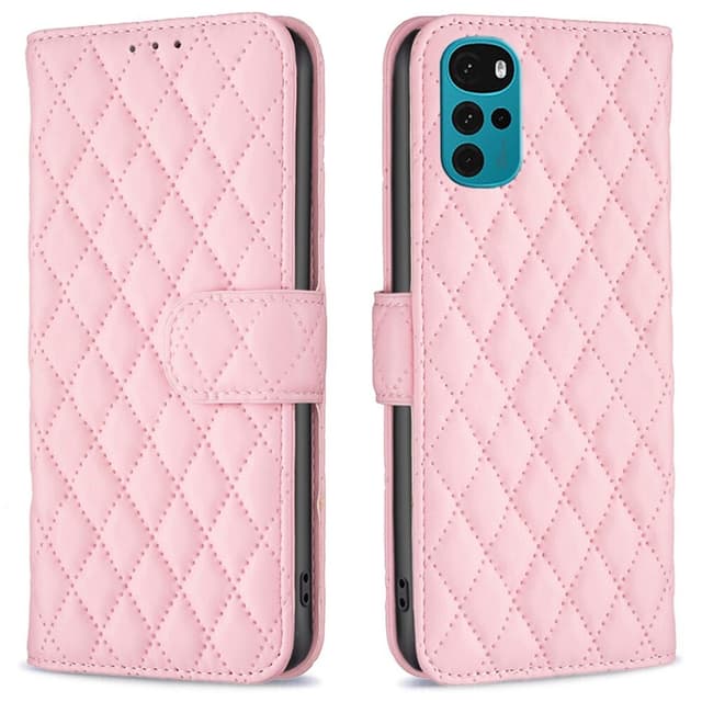SKALO Motorola Moto G22 BINFEN COLOR Tikattu Lompakko - Pinkki