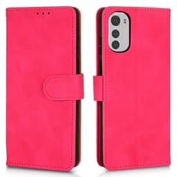 SKALO Motorola Moto E32/E32s Matt PU-Läder Plånboksfodral - Röd