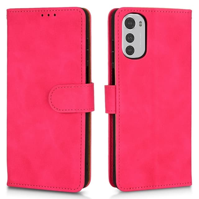 SKALO Motorola Moto E32/E32s Matt PU-Läder Plånboksfodral - Röd