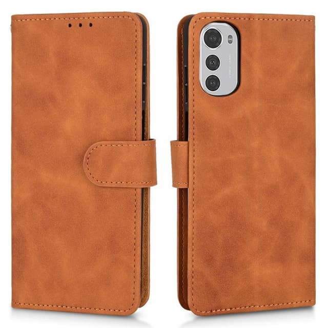 SKALO Motorola Moto E32/E32s Matt PU-Läder Plånboksfodral - Brun
