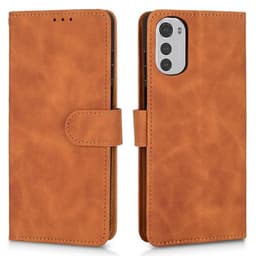 SKALO Motorola Moto E32/E32s Matt PU-læderpungetui - Brun
