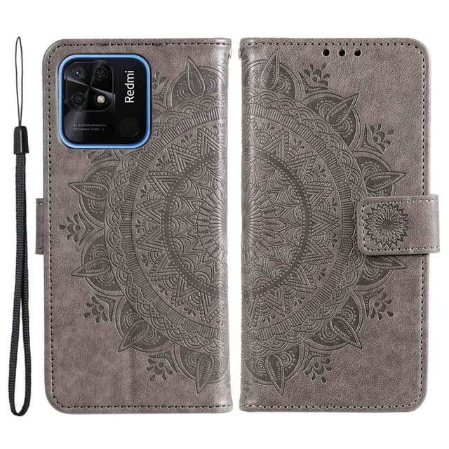 SKALO Xiaomi Redmi 10C Mandala Plånboksfodral - Grå