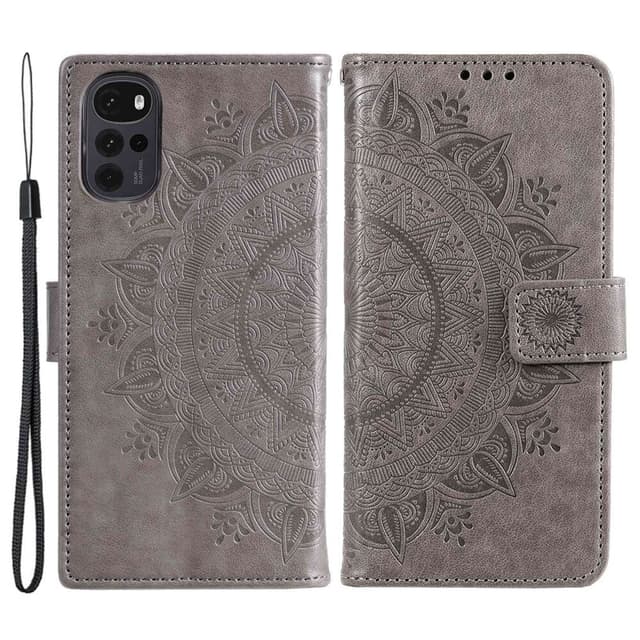 SKALO Motorola Moto G22 Mandala Plånboksfodral - Grå