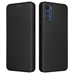 SKALO Motorola Moto E32/E32s Carbon Fiber Plånboksfodral - Svart