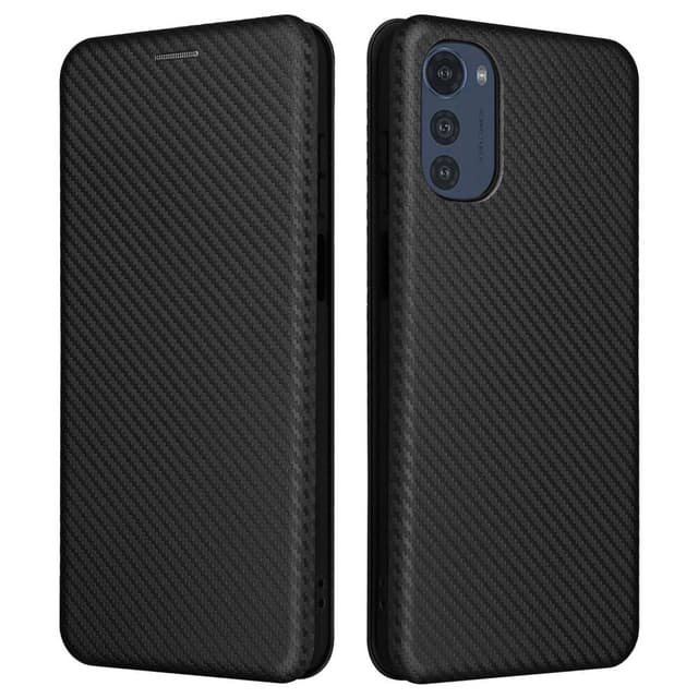 SKALO Motorola Moto E32/E32s Carbon Fiber Pungetui - Sort