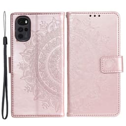 SKALO Motorola Moto G22 Mandala lompakkokotelo - Ruusukulta