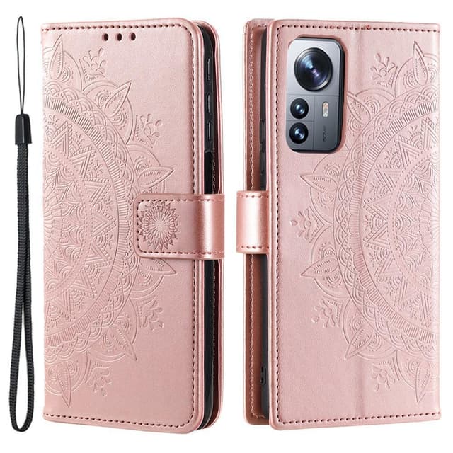 SKALO Xiaomi 12 Mandala Flip Cover - Rosa guld