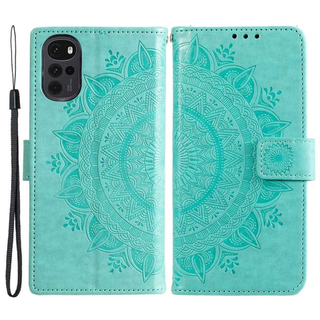 SKALO Motorola Moto G22 Mandala lompakkokotelo - Turkoosi