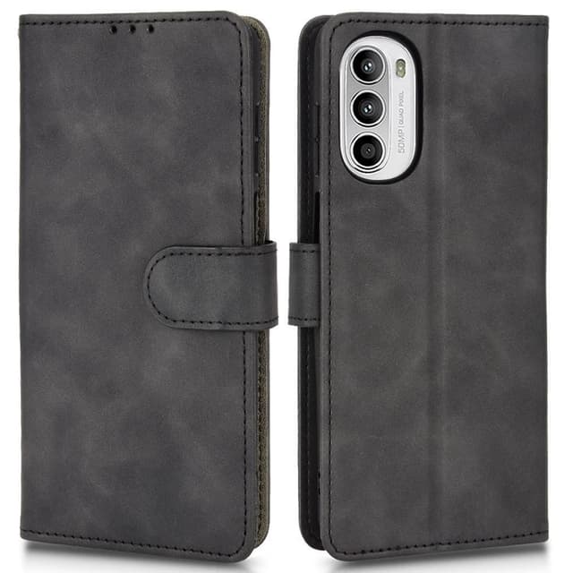 SKALO Motorola Moto G52 Matt PU Nahka lompakkokotelo - Musta