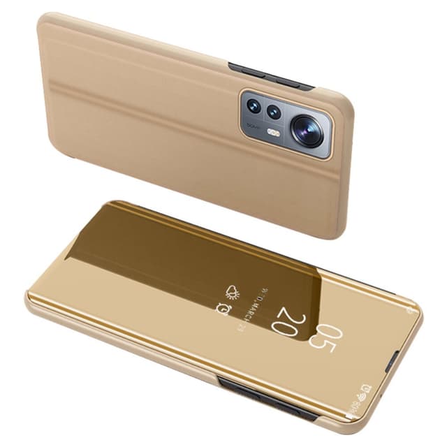 SKALO Xiaomi 12 Pro Clear View Spegel fodral - Guld