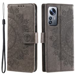 SKALO Xiaomi 12 Mandala Flip Cover - Grå