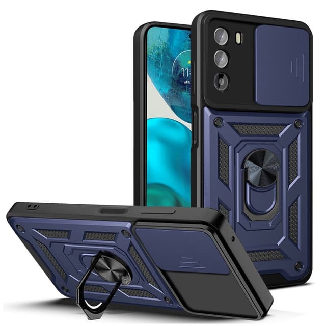 SKALO Motorola Moto G52 Armor Hybrid Metal Ring Camera Slider - Blå