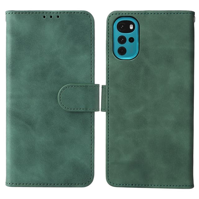 SKALO Motorola Moto G22 Matt PU-Läder Plånboksfodral - Grön