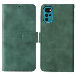 SKALO Motorola Moto G22 Matt PU Nahka lompakkokotelo - Vihreä