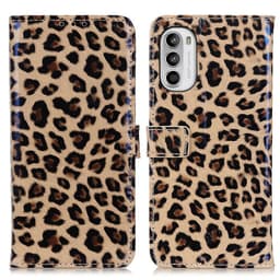 SKALO Motorola Moto G52 Leopardmønstret pungetui i PU-læder