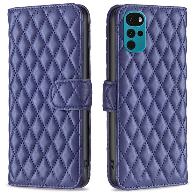 SKALO Motorola Moto G22 BINFEN COLOR Tikattu Lompakko - Sininen