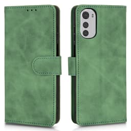 SKALO Motorola Moto E32/E32s Matt PU-Läder Plånboksfodral - Grön