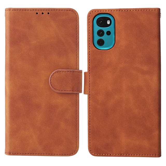SKALO Motorola Moto G22 Matt PU-Läder Plånboksfodral - Brun