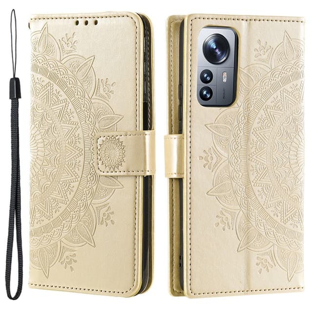 SKALO Xiaomi 12 Pro Mandala Flip Cover - Guld