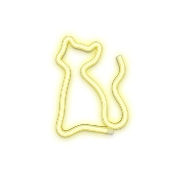 Neon-skilt - Gul katt