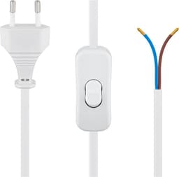 Kabel med euro-kontakt för montering - med strömbrytare, 1,5 m, vit