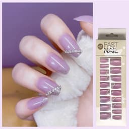 Ensfarge Glanset Falsk Press On Nails 24 Pack Lilla