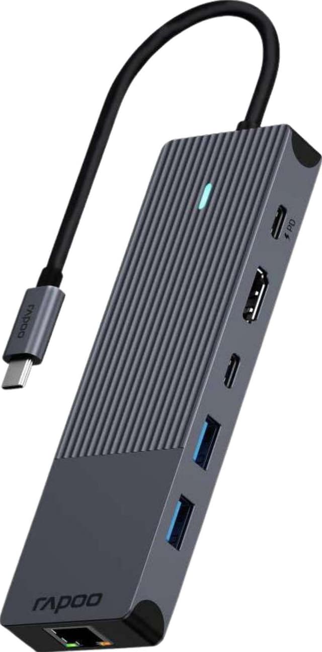 RAPOO UCM-2002 6-i-1 USB-C Multiport Adapter hub (sort)