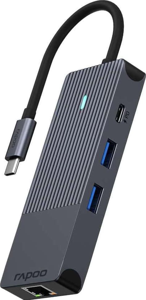 RAPOO UCM-2004 8-i-1 USB-C Multiport Adapter-hub (sort)