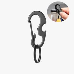 Karbinhake med flasköppnare och nyckelring Rostfritt Stål Svart