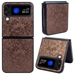Samsung Galaxy Z Flip4 5G Blommönster telefonfodral - Brun