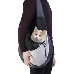 Skuldertaske til hund og kat - Sort og grå