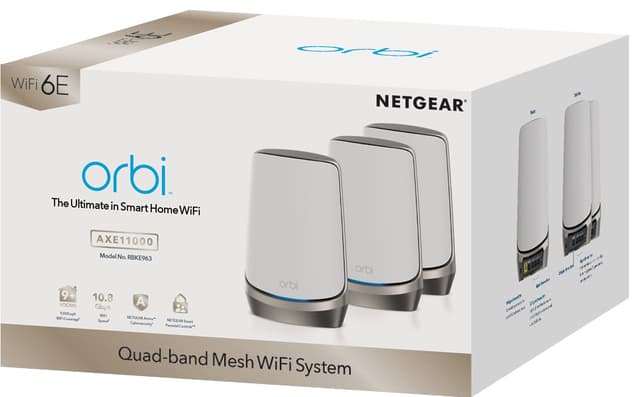 Netgear Orbi RBKE963 AX11000 quad-band mesh WiFi 6E 3-pak | Elgiganten