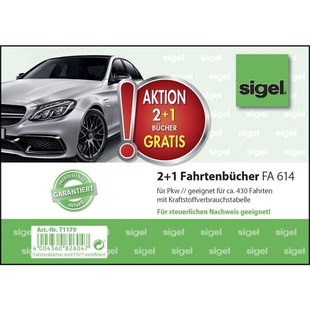 Sigel Färdbok T1179 DIN A6 tvären Antal ark: 40 3