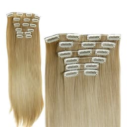 Scandinavian Blond Clip-on Løst Hår Billigt - 60 cm Langt / 28 cm Bredt