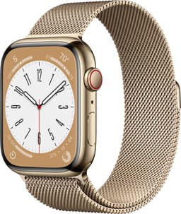 Apple Watch Series 8 45mm Cellular (rustfritt stål i gull/ gull milanese-reim)