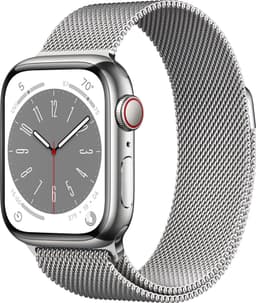 Apple Watch Series 8 41mm Cellular (rustfritt stål i sølv / sølv milanese-reim)