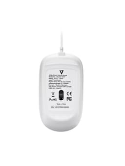V7 MU200GS-WHT, Molempikätinen, Optinen, USB A-tyyppi, 1600 DPI, Valkoinen