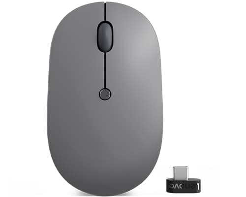 Lenovo Go, Ambidextrous, Optisk, RF Trådlös, 2400 DPI, Svart, Grå