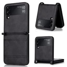 Keinonahkakotelo korttitaskulla Samsung Galaxy Z Flip 3 Musta