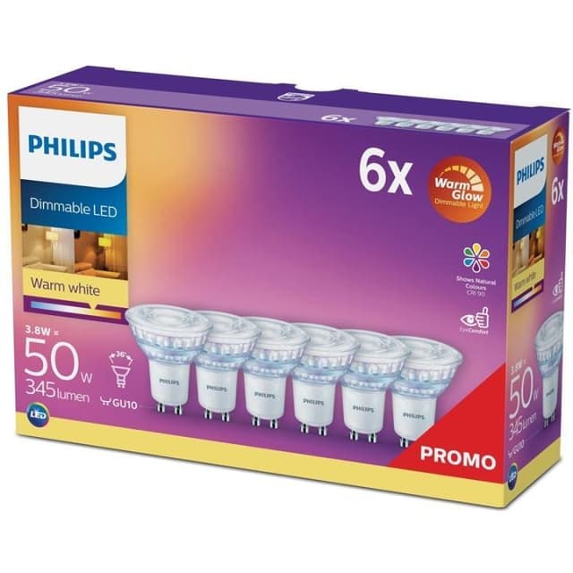 6-p LED GU10 50W WarmGlow Dim