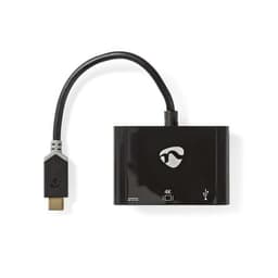 Nedis USB N Moniporttisovitin | USB 3.2 Gen 1 | USB-CUros | HDMIUlostulo / USB-A Naaras / USB-CNaaras | 5 Gbps | 0.20 m | Pyöreä | Kullattu | PVC | Antrasiitti | Ikkunallinen laatikko