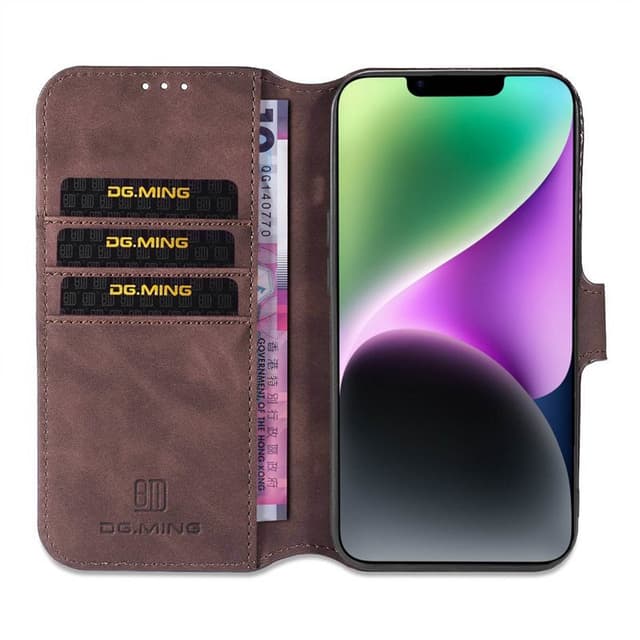 DG-Ming Lommebokdeksel 3-kort Apple iPhone 14 Plus - Coffe