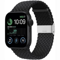 Flettet Elastik Armbånd Apple Watch SE 2022 44mm - Sort