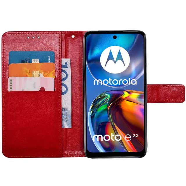 Wallet cover 3-kort Motorola Moto E32 - Rød