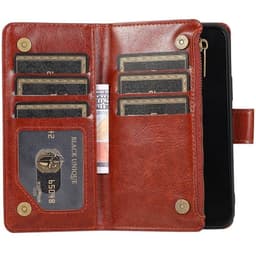 Kaksoiskäänto Zipper 9-kortti Apple iPhone 14 Pro - Ruskea